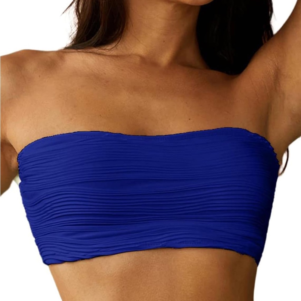 ZAFUL Ribbed High Cut Bandeau Bikini - Strapless or Straps